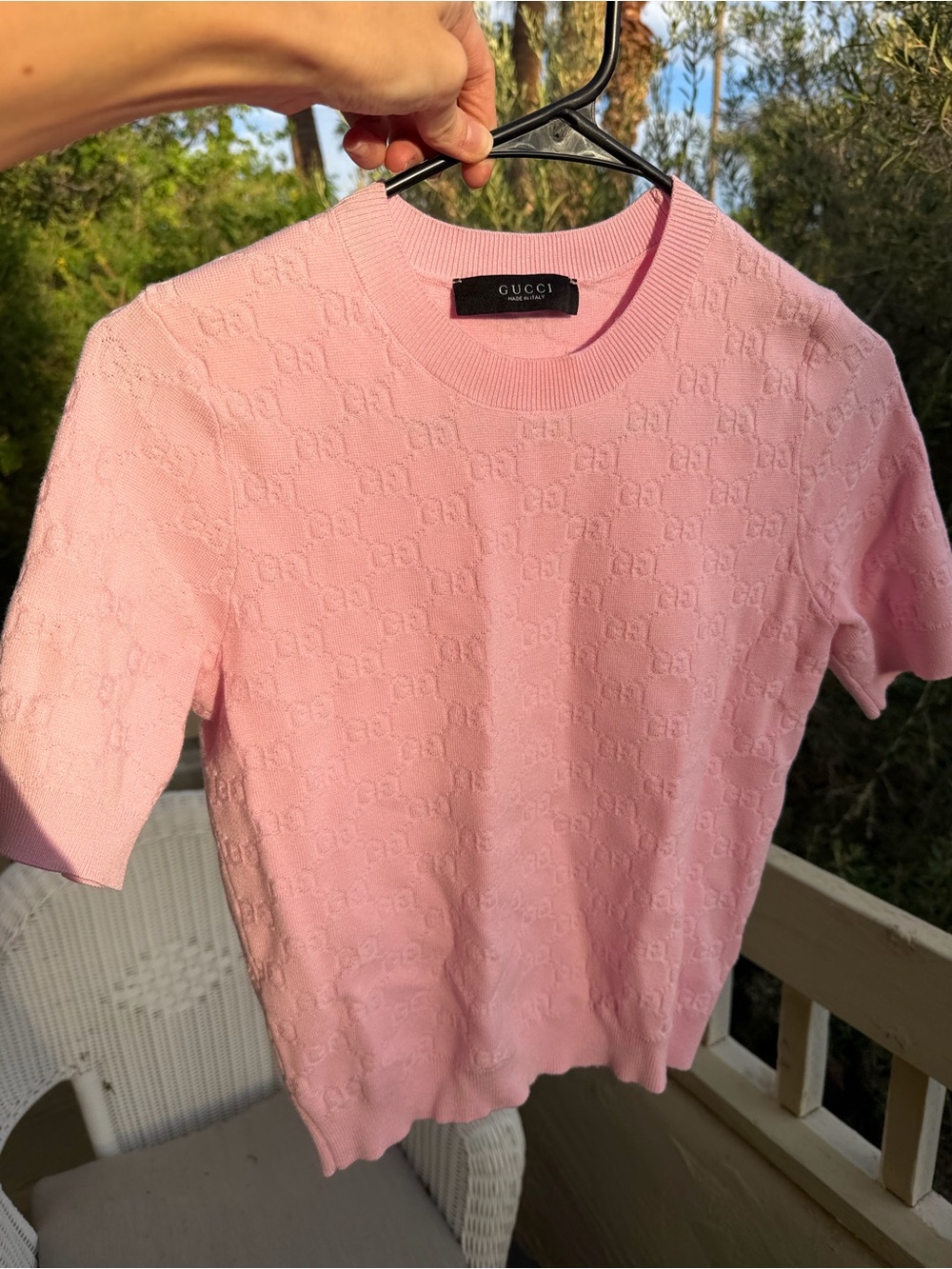 Pink Short-Sleeve Crewneck Sweater
